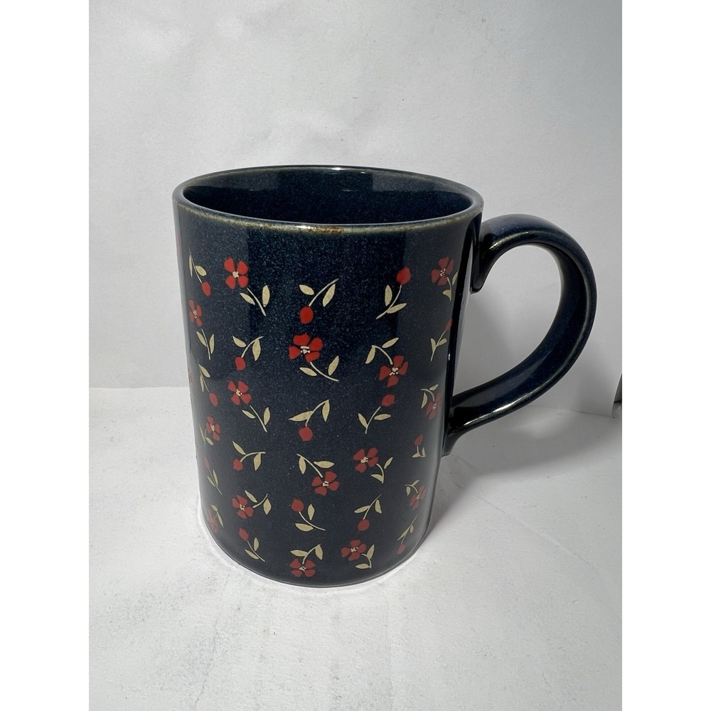Otagiri Style Navy Blue Gold Red Flowers Coffee Mugs Tea Cups
